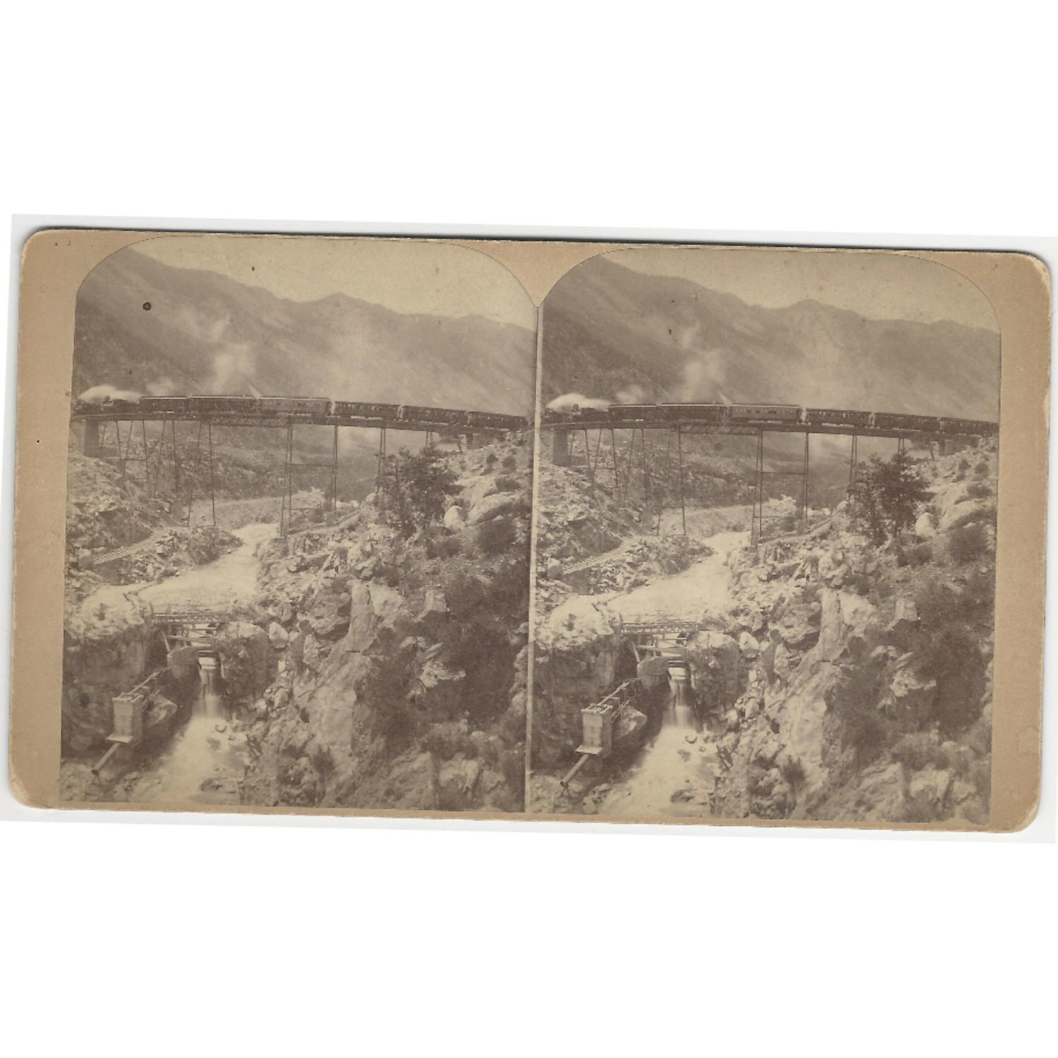 Stereotype photograph of Clear Creek Canon, Georgetown, Colorado by A. Martin